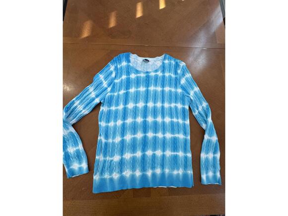Talbots Sweaters - Talbots Blue and White Tie-Dye Cable Knit Sweater Large j-2